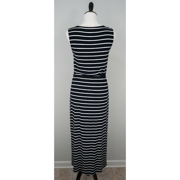 TALBOTS Black White Pink Long Elastic Summer Dress - Picture 5 of 7